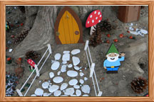 Door with gnome and mushrooms